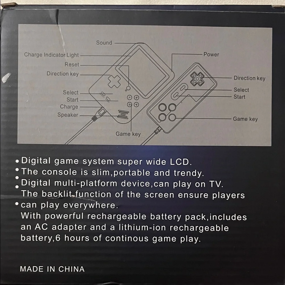 Large Screen Mini Handheld Game Console - Black
